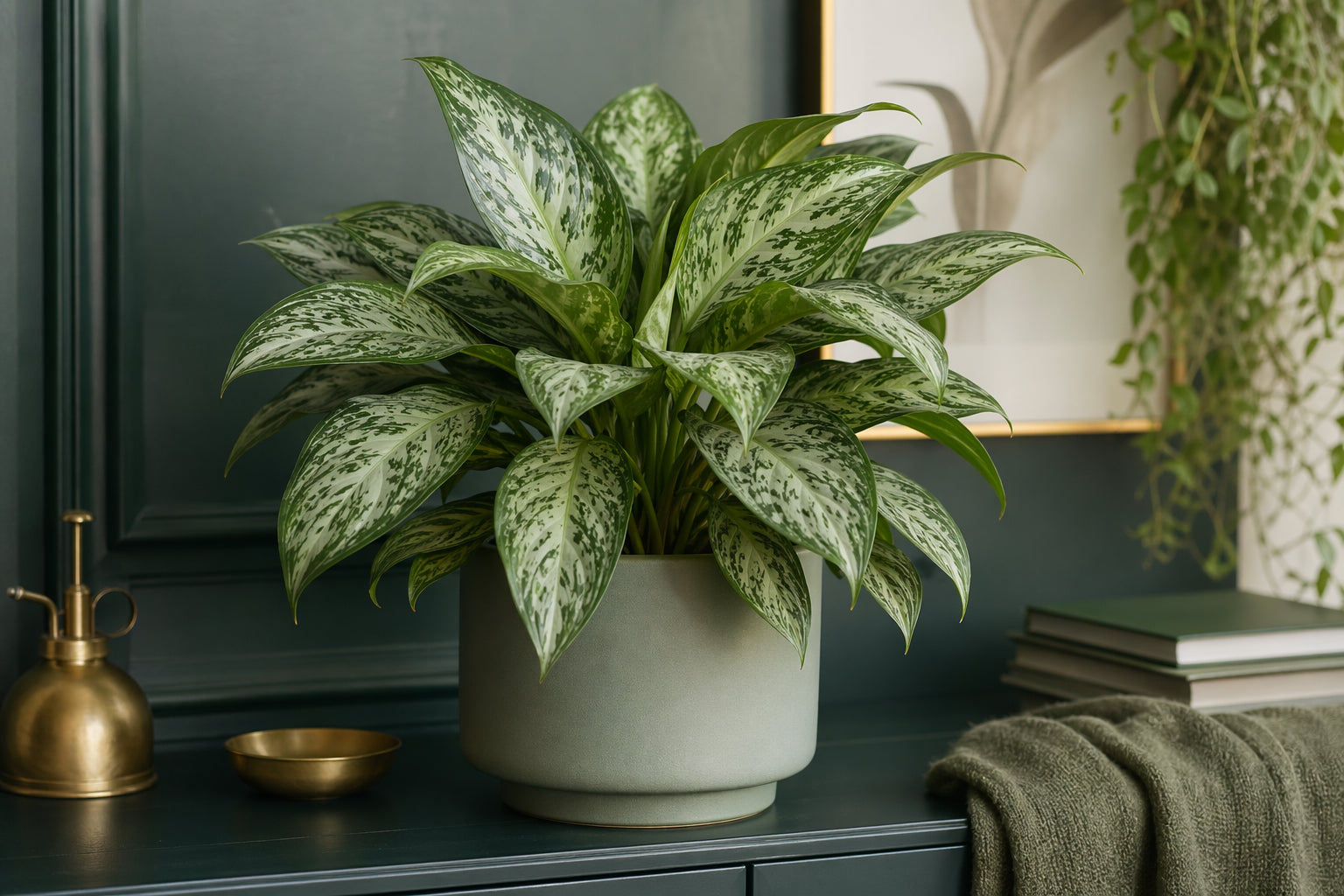 Chinese Evergreen plant care - beautiful chinese evergreen in natural setting from Divine Roots Botanicals