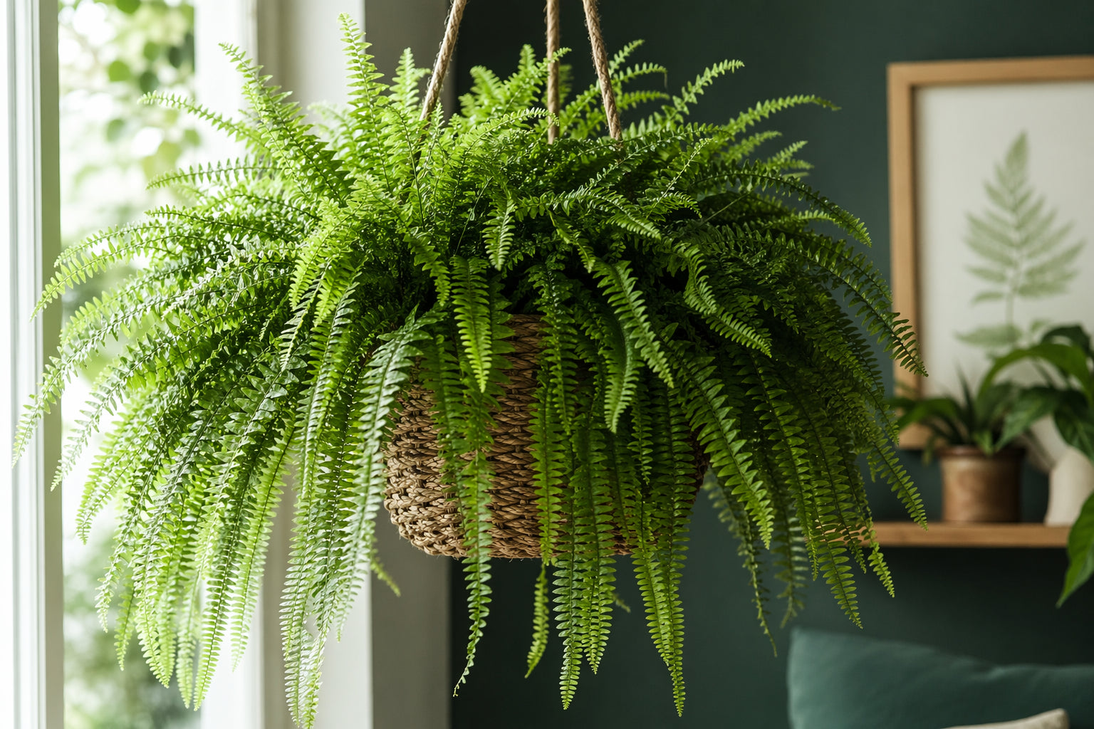 Boston Fern plant care - beautiful boston fern in natural setting from Divine Roots Botanicals