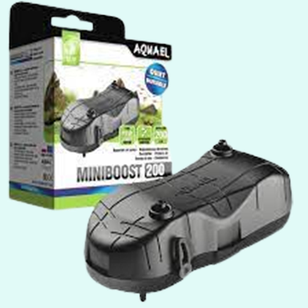 side profile of Aquael MiniBoost 100 Aquarium Air Pump live houseplant from Divine Roots