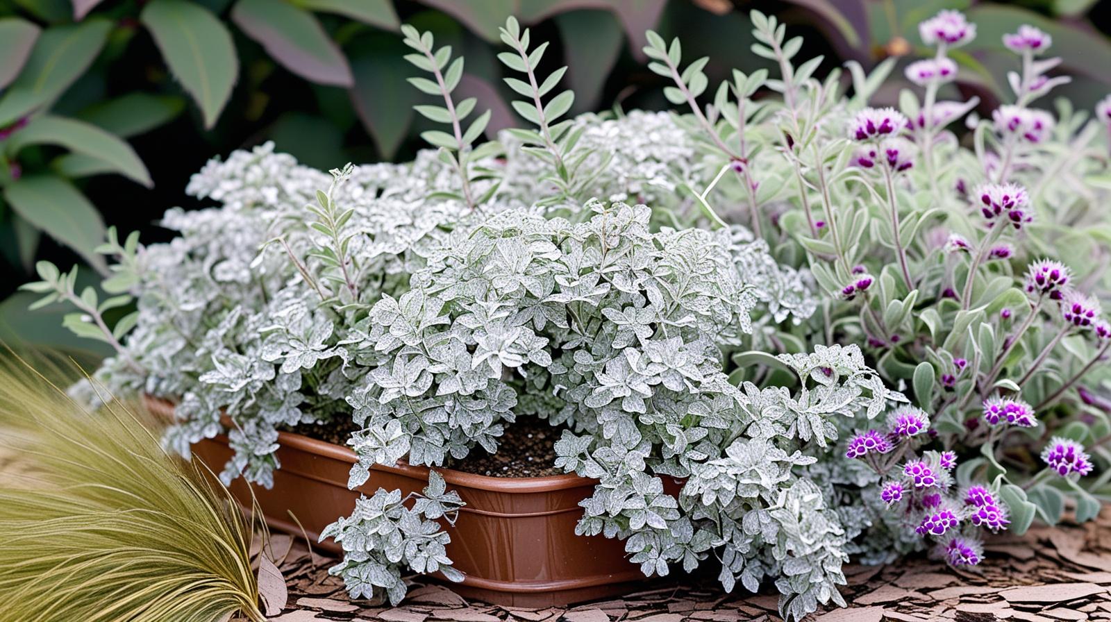 top view of Artemesia Stellerinana Silver Brocade live houseplant from Divine Roots
