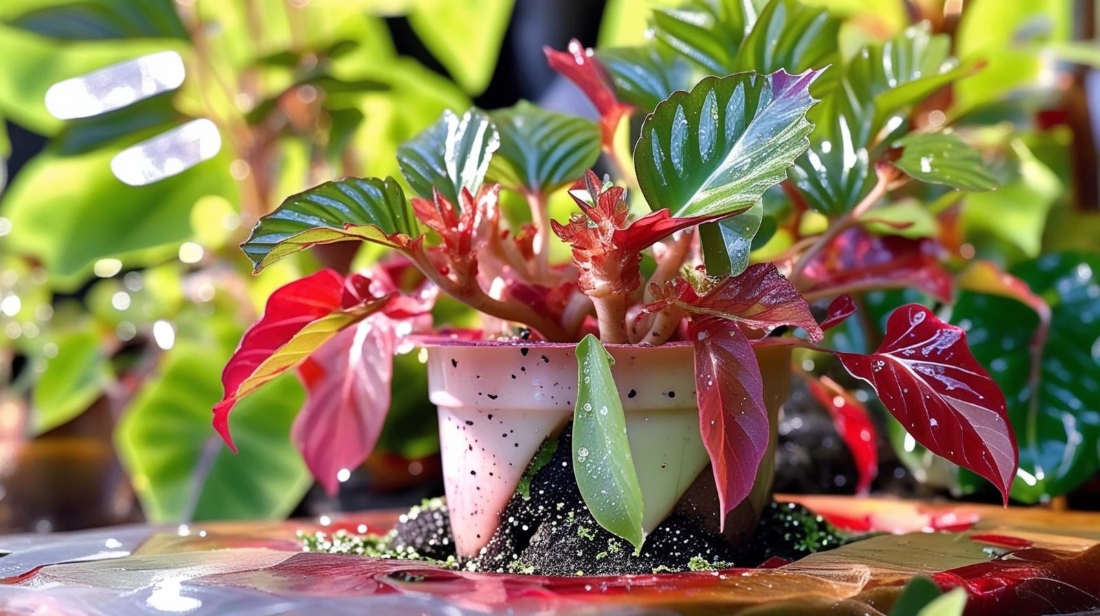 detail shot of Angel Wing Begonia Sophia Rooted Starter Plant live Begonia from Divine Roots