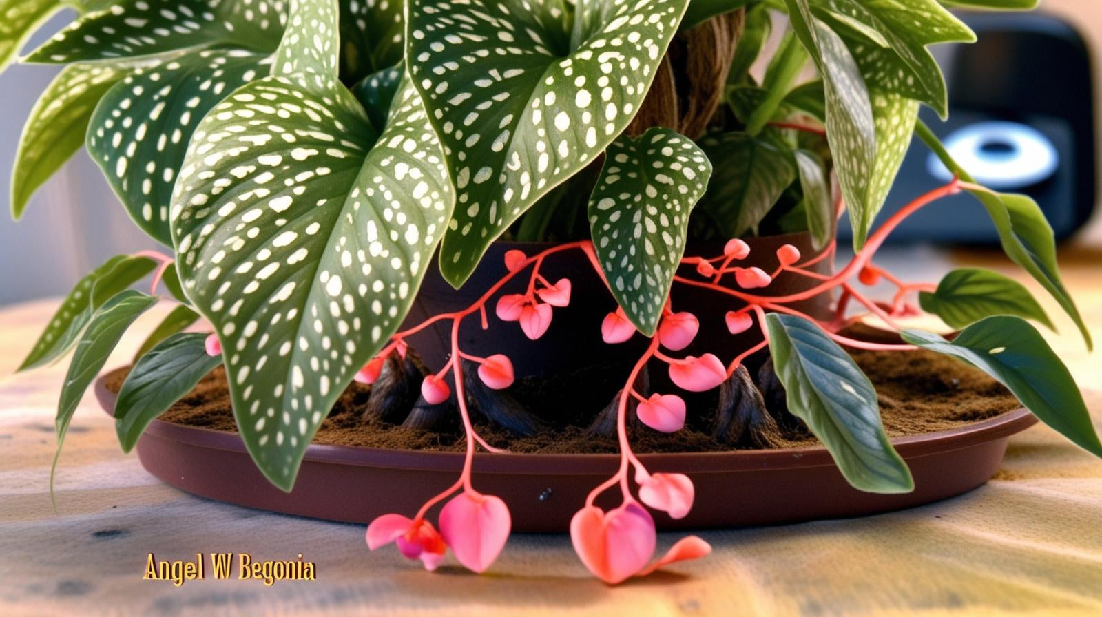 side profile of Angel Wing Begonia Snow Capped Rooted House Plants live Begonia from Divine Roots
