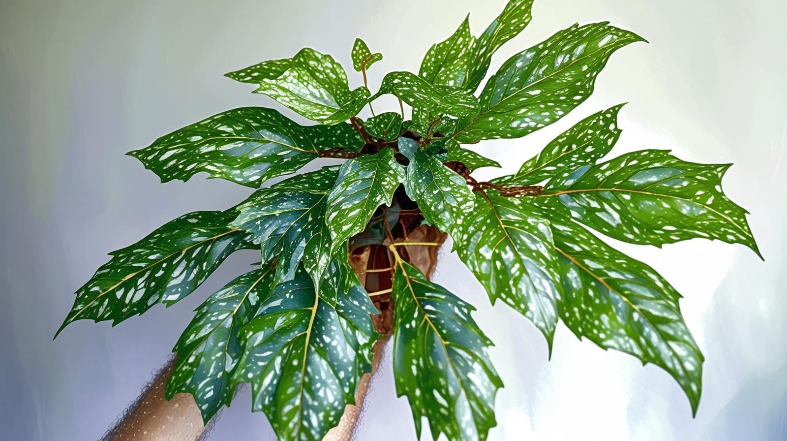 leaf detail of Angel Wing Begonia Lois Burke live Begonia from Divine Roots