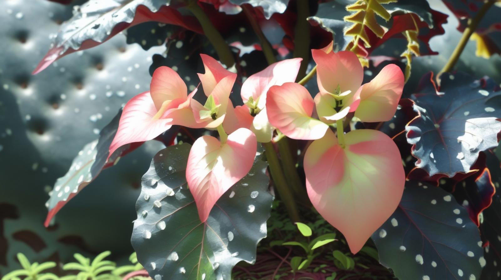 full view of Angel Wing Begonia Fannie Moser Rooted Starter Plant live Begonia from Divine Roots