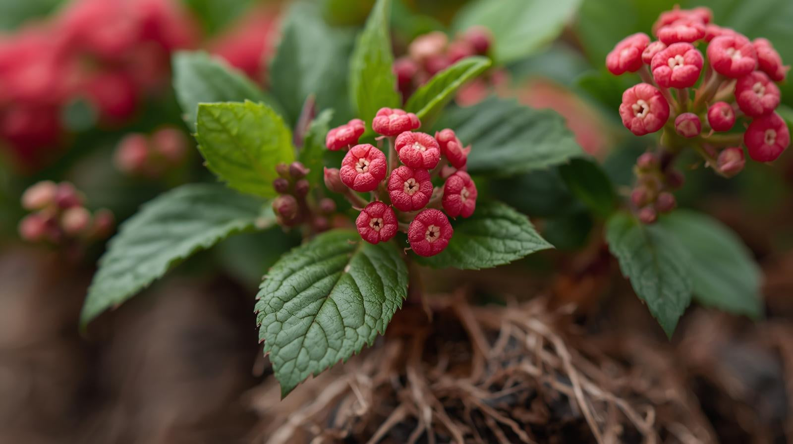 full view of Lantana Dwarf Raspberry (Rooted Starter Plant) live houseplant from Divine Roots