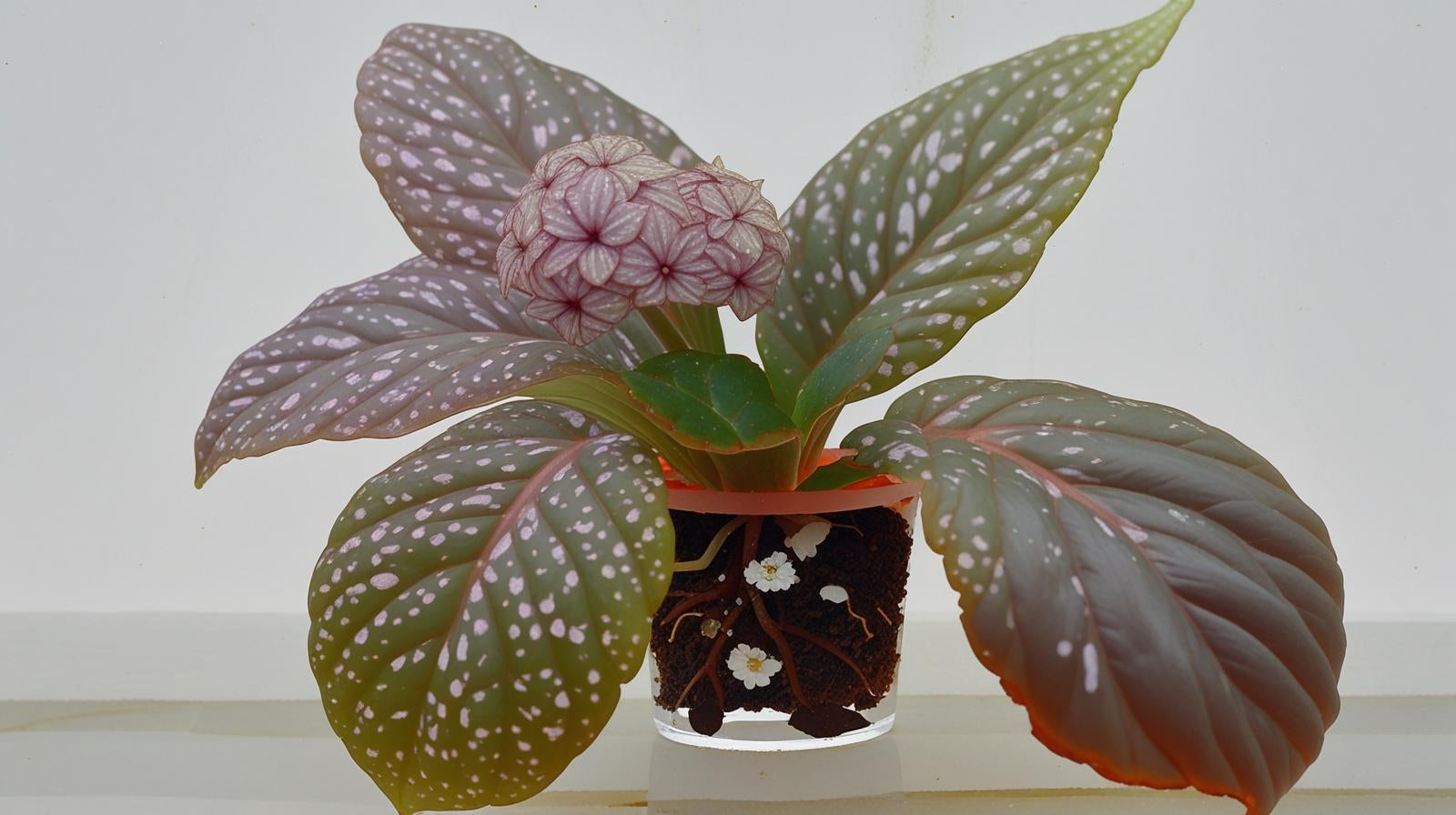 leaf detail of Angel Wing Begonia Benigo Pink Rooted Starter Plant live Begonia from Divine Roots