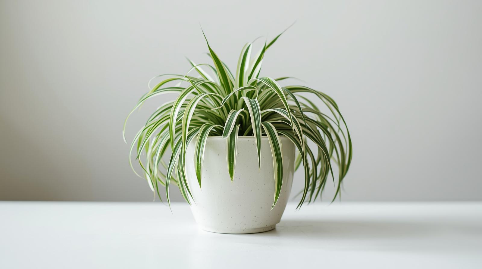 close-up detail of Chlorophytum Spider Reverse live spider plant from Divine Roots