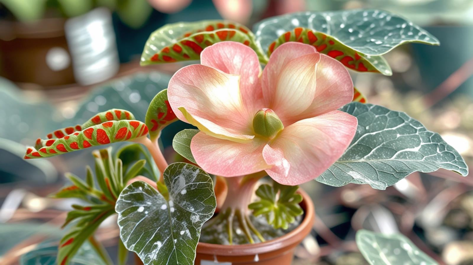 side profile of Angel Wing Begonia Sophia Rooted Starter Plant live Begonia from Divine Roots