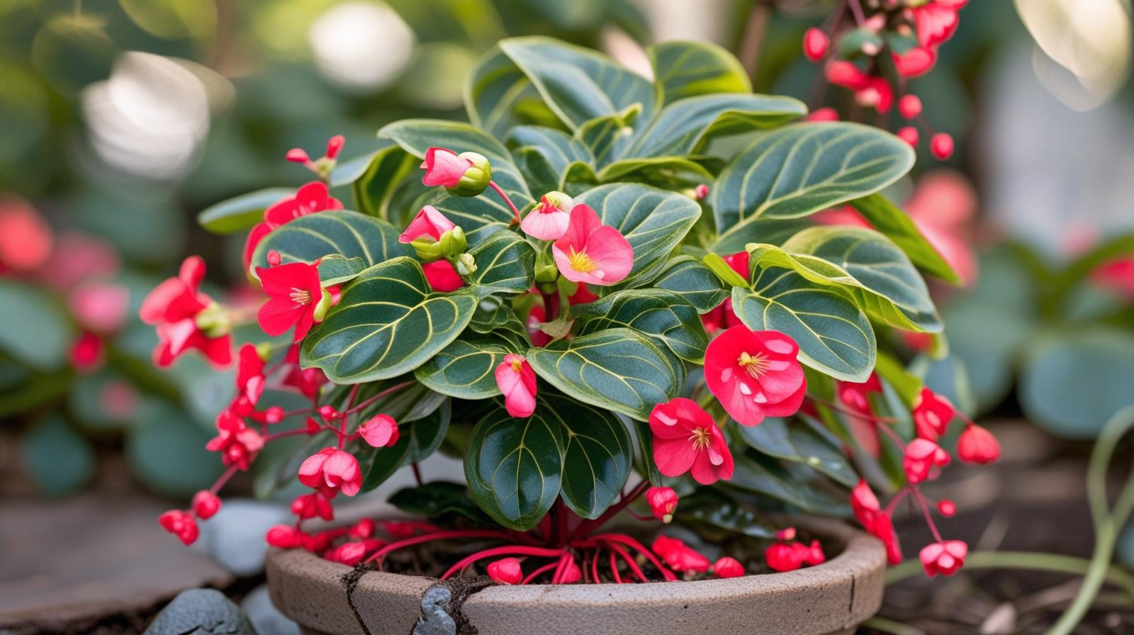 mature specimen of Angel Wing Begonia Sunbrite Red Rooted Starter Plant live Begonia from Divine Roots
