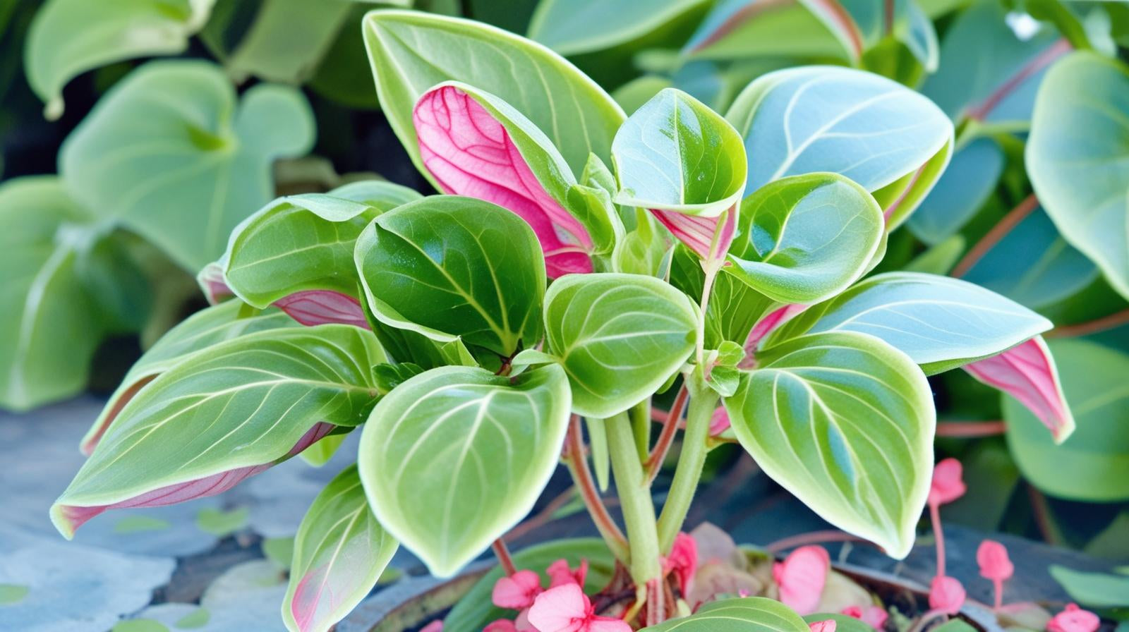 leaf detail of Angel Wing Begonia Sunbrite Pink Rooted Starter Plant live Begonia from Divine Roots
