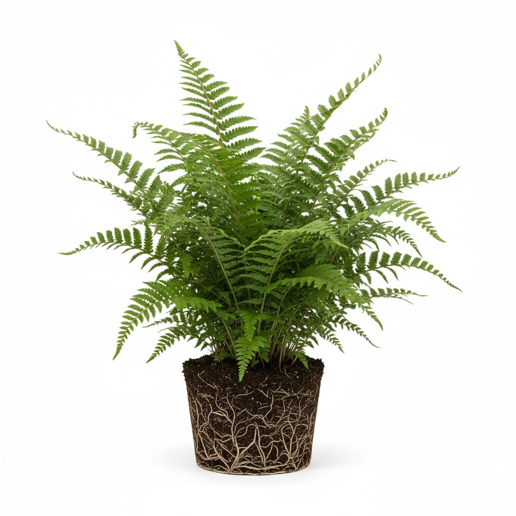 close-up detail of Macho Fern Rooted Starter Plant live fern from Divine Roots
