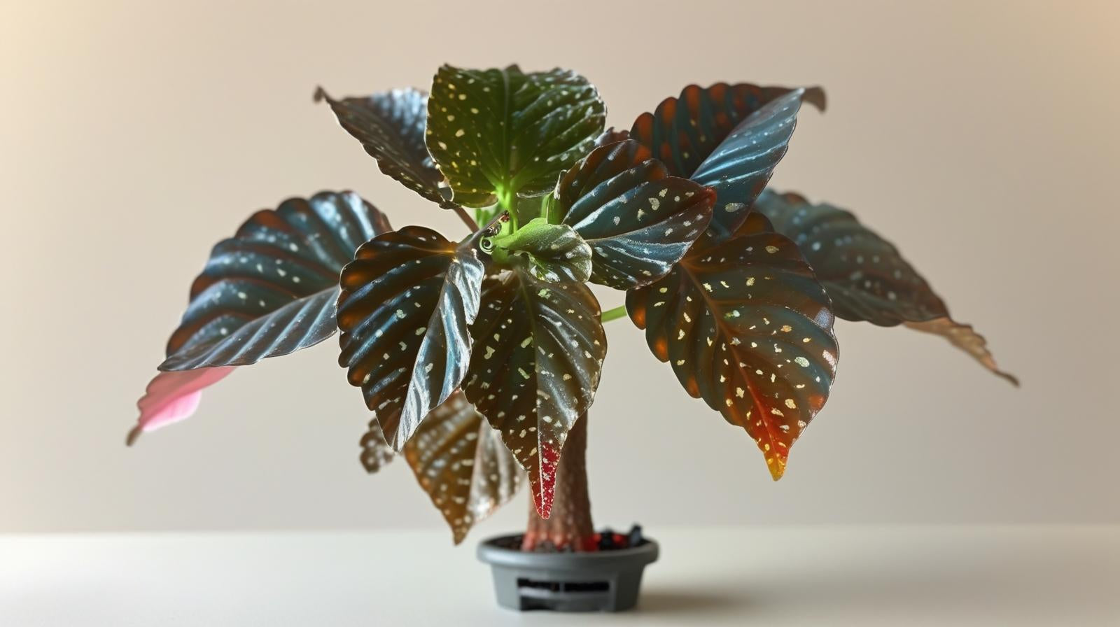 top view of Angel Wing Begonia Fannie Moser Rooted Starter Plant live Begonia from Divine Roots