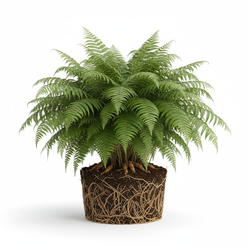 side profile of Macho Fern Rooted Starter Plant live fern from Divine Roots