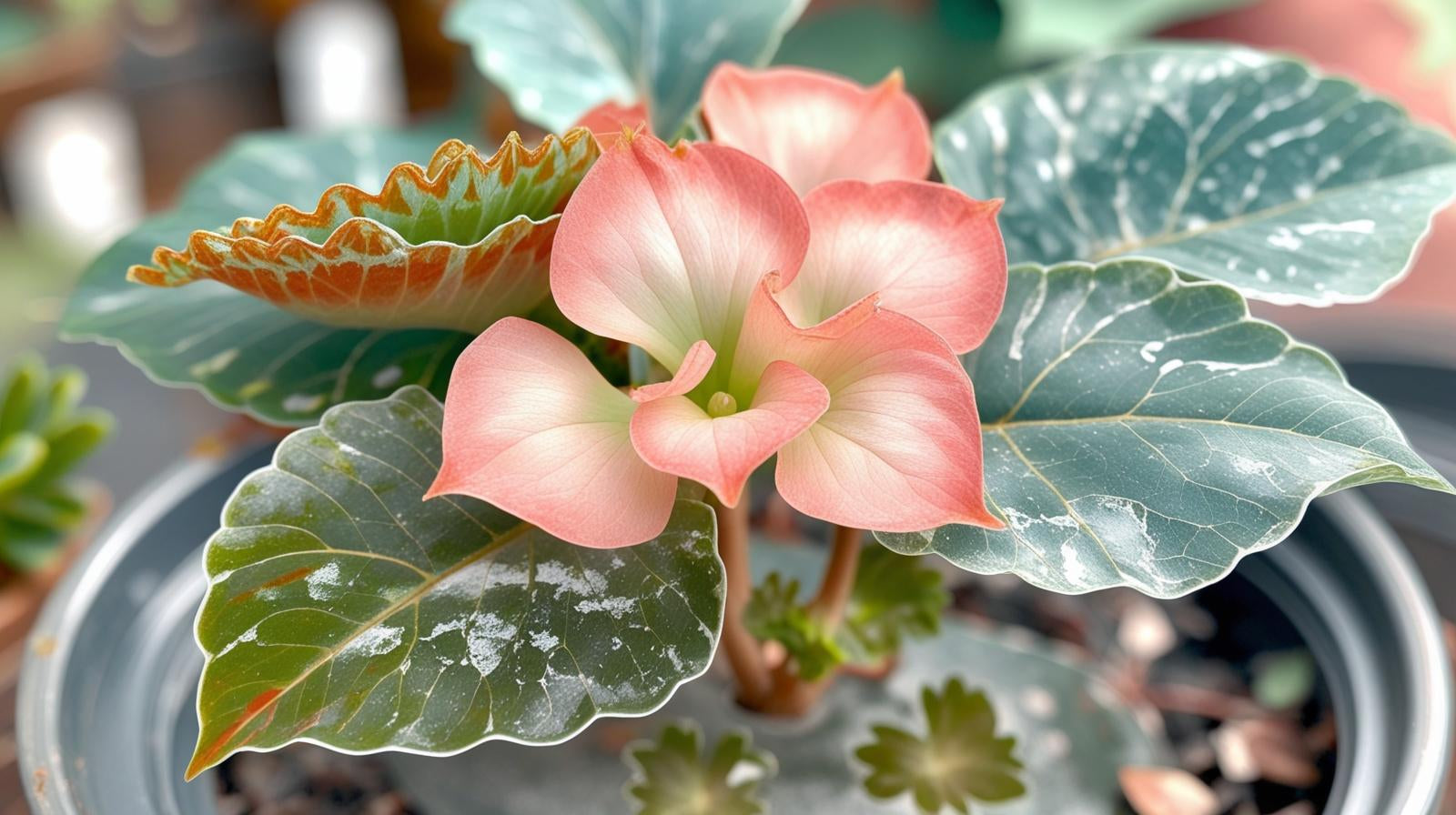 leaf detail of Angel Wing Begonia Sophia Rooted Starter Plant live Begonia from Divine Roots