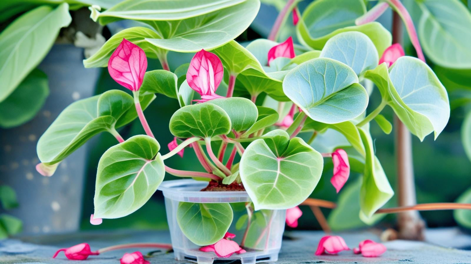 new growth on Angel Wing Begonia Sunbrite Pink Rooted Starter Plant live Begonia from Divine Roots