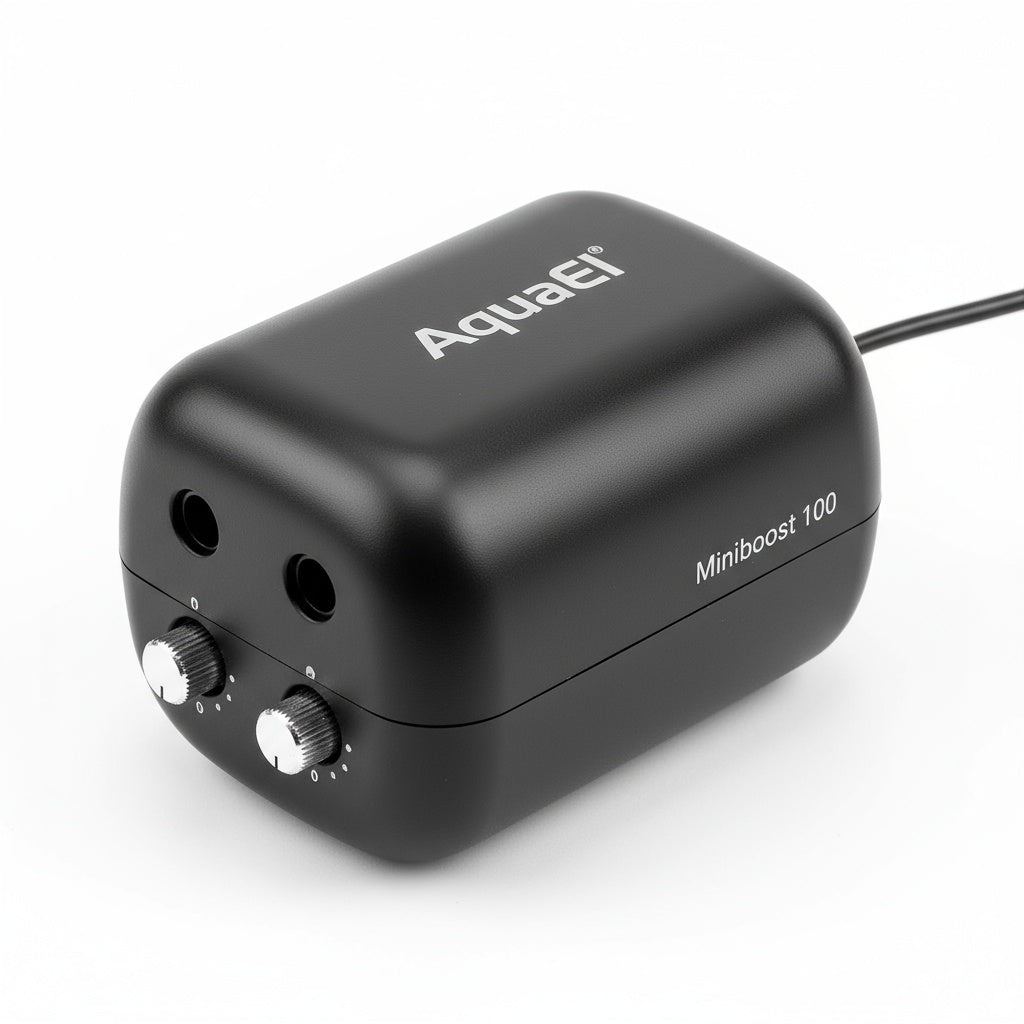 side profile of AquaEl Miniboost 100 Air Pump live houseplant from Divine Roots