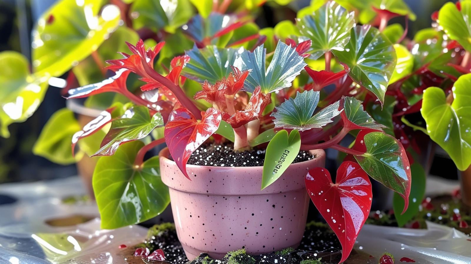 mature specimen of Angel Wing Begonia Sophia Rooted Starter Plant live Begonia from Divine Roots