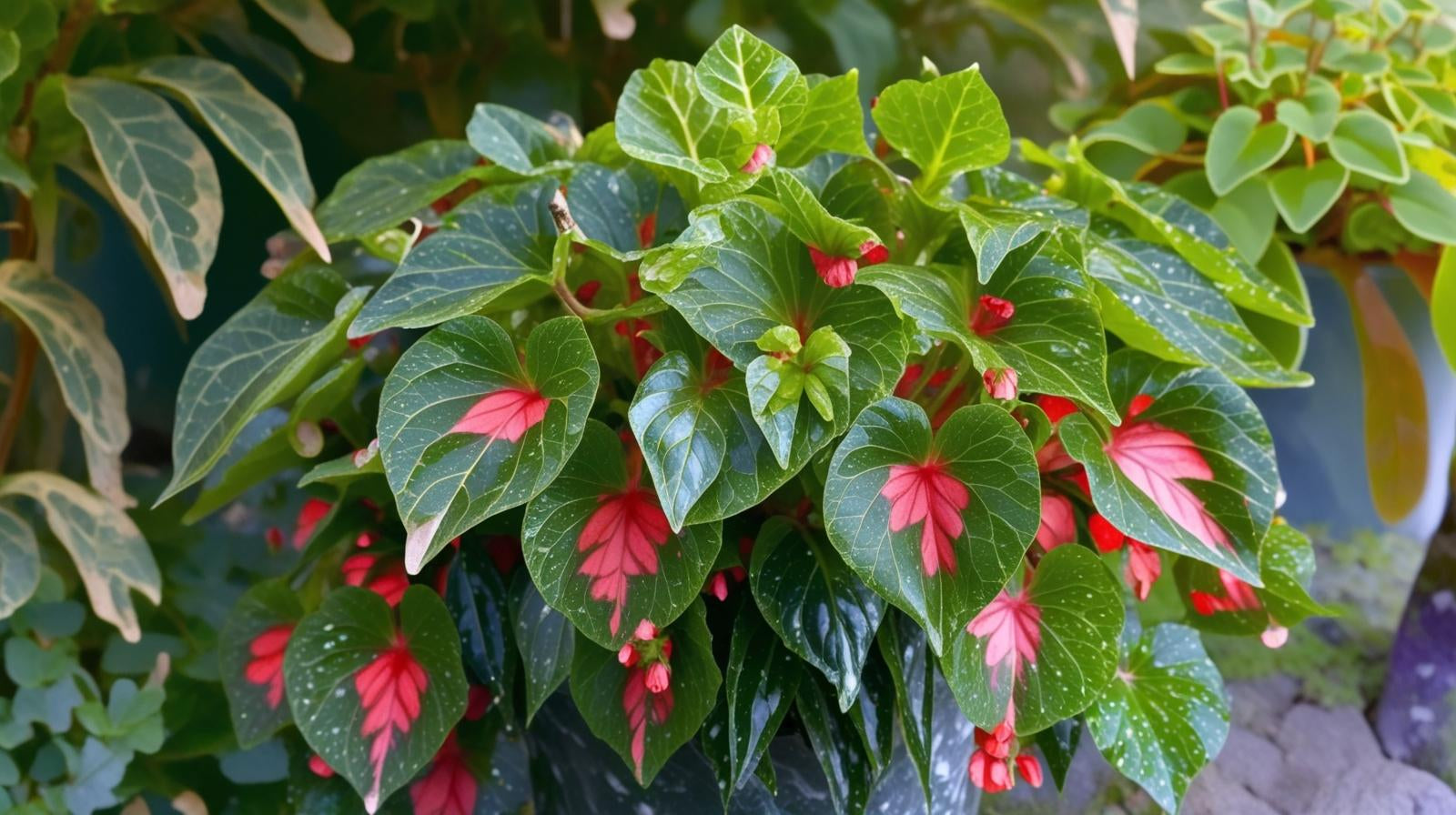 detail shot of Angel Wing Begonia Lois Burke Rooted Starter Plant live Begonia from Divine Roots