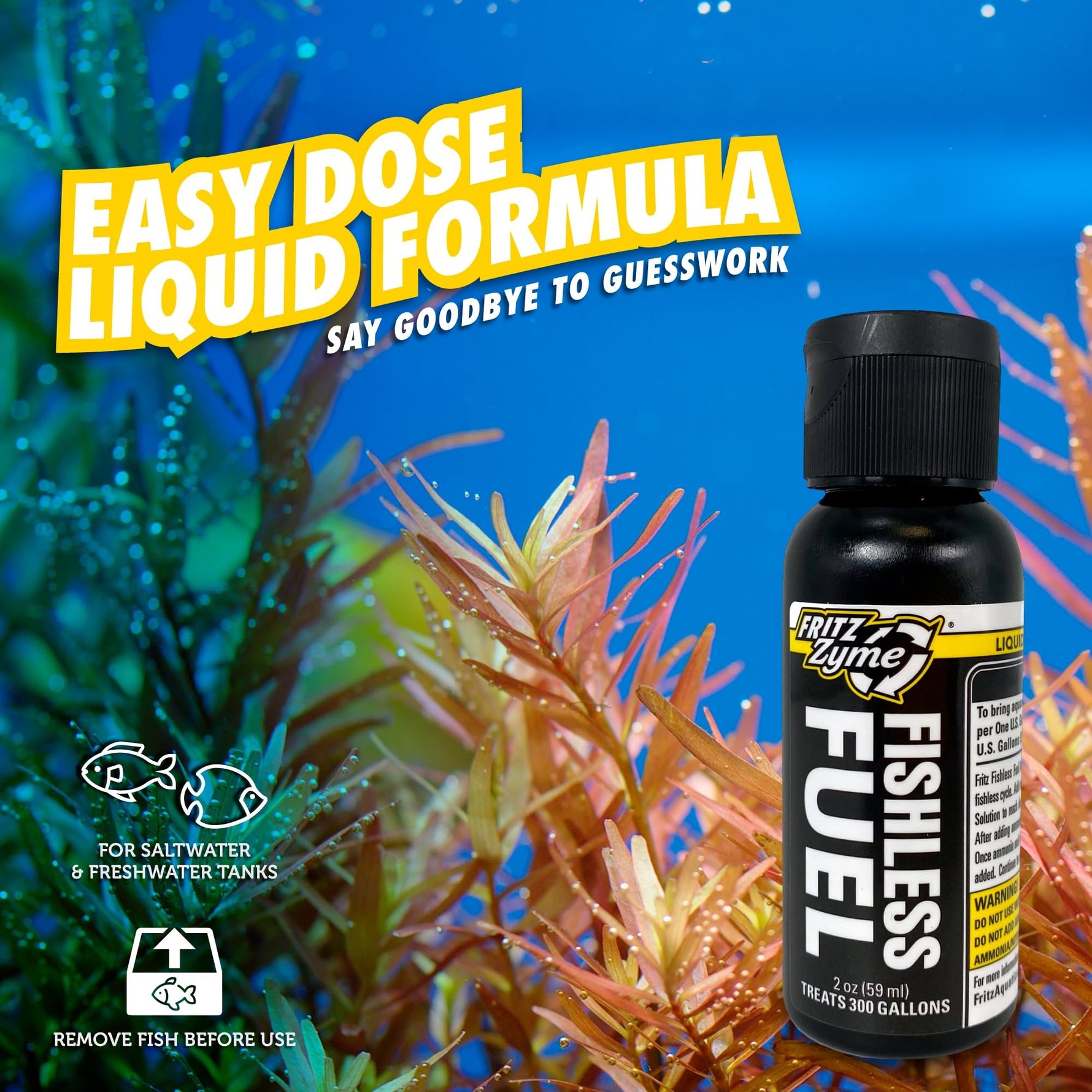 top view of Fritz Fishless Fuel Ammonia Solution for Aquariums – 2 oz live houseplant from Divine Roots
