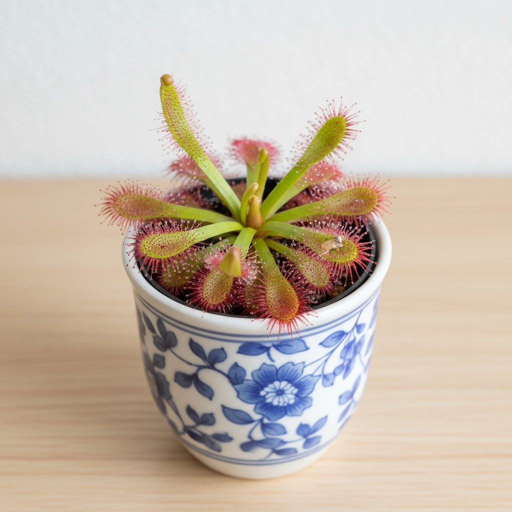 detail shot of Sundew Drosera Spatulata live houseplant from Divine Roots