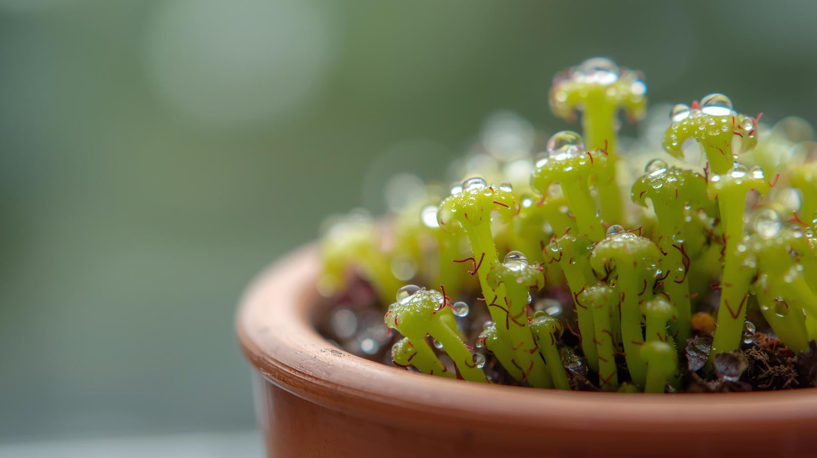 new growth on Sundew Drosera Spatulata Rooted Starter Plant live houseplant from Divine Roots