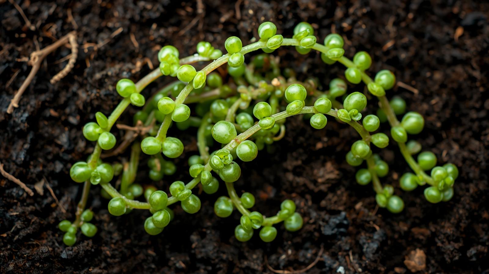 detail shot of Senecio Rowleyanus String Of Pearls Rooted Starter Plant live succulent from Divine Roots