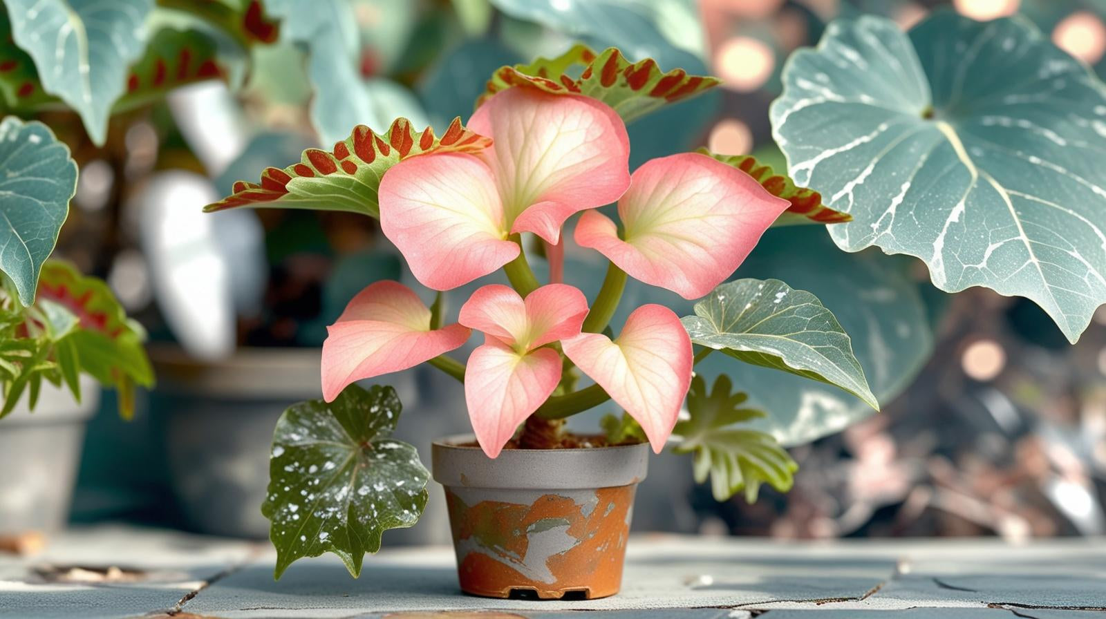 top view of Angel Wing Begonia Sophia Rooted Starter Plant live Begonia from Divine Roots