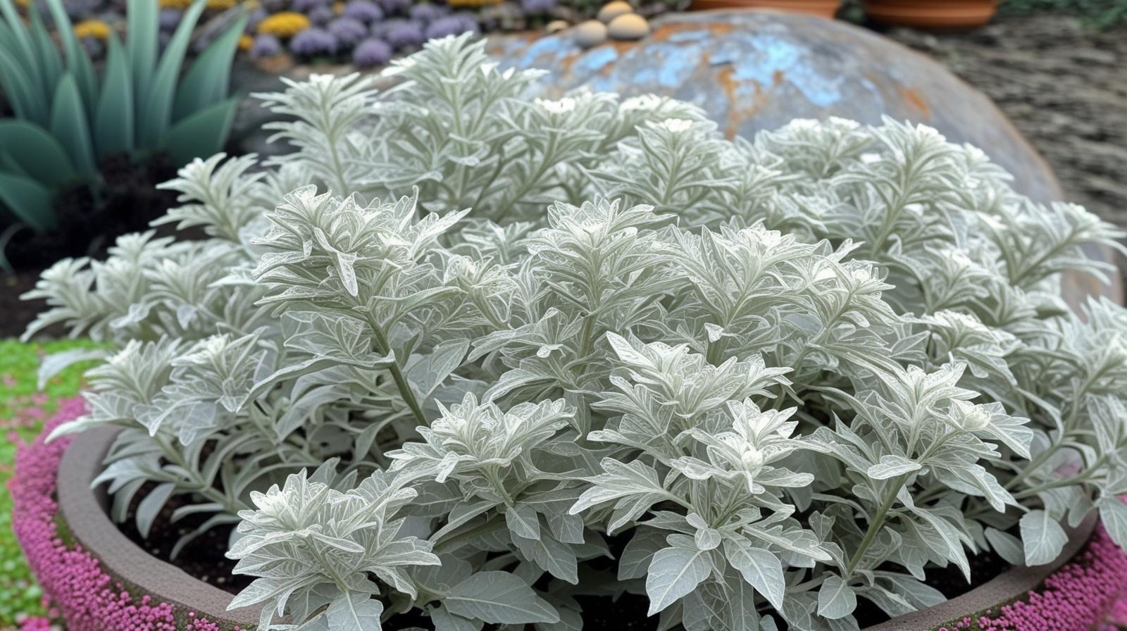 potted Artemesia Stellerinana Silver Brocade live houseplant from Divine Roots