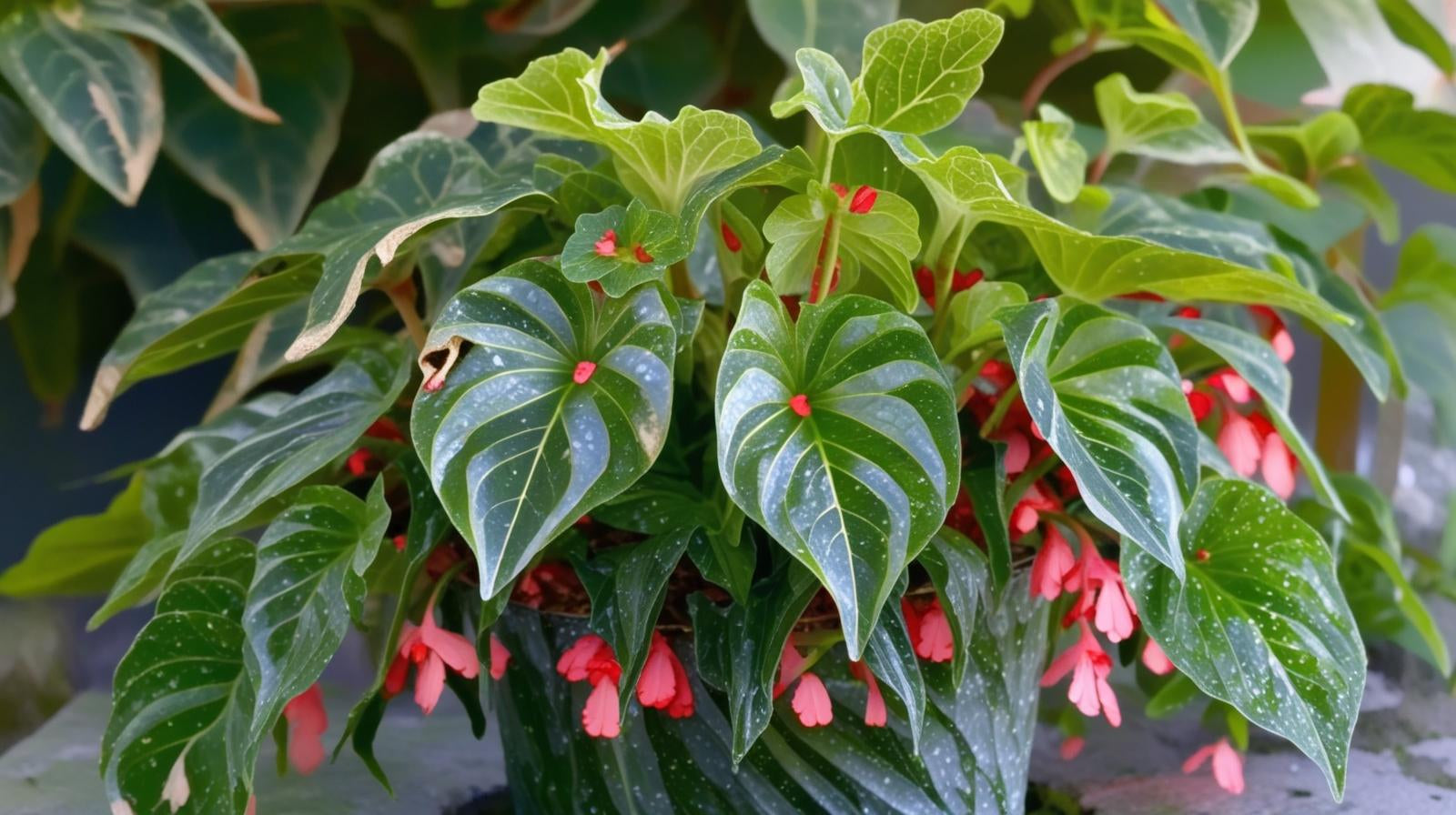 close-up detail of Angel Wing Begonia Lois Burke Rooted Starter Plant live Begonia from Divine Roots